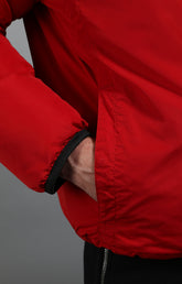 Men's red down jacket with fur trim collar - Full Price | Bikkembergs