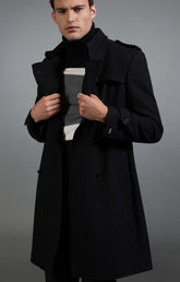 Men's navy double breasted coat - Full Price | Bikkembergs