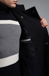 Men's navy double breasted coat - Full Price | Bikkembergs