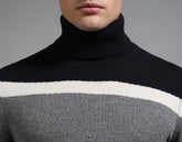 Men's navy and grey intarsia turtleneck sweater - Full Price | Bikkembergs