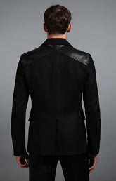 Men's black wool and leather military style jacket - Full Price | Bikkembergs