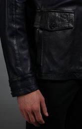Men's navy leather field jacket - Full Price | Bikkembergs