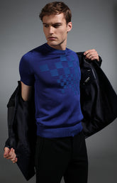 Men's blue jacquard knit t-shirt - Full Price | Bikkembergs