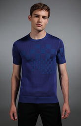 Men's blue jacquard knit t-shirt - Full Price | Bikkembergs