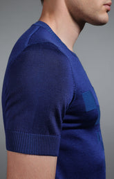 Men's blue jacquard knit t-shirt - Full Price | Bikkembergs