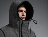 Men's grey wool coat with black details - Full Price | Bikkembergs