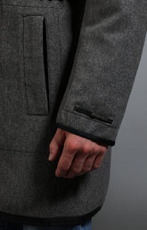 Men's grey wool coat with black details - Full Price | Bikkembergs