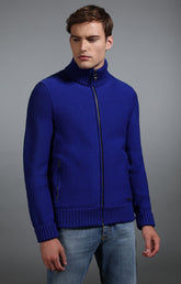 Men's electric blue cardigan with quilted lining - Full Price | Bikkembergs