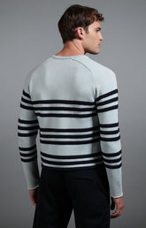 Men's pale blue and navy striped sweater - Full Price | Bikkembergs