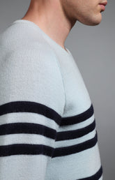 Men's pale blue and navy striped sweater - Full Price | Bikkembergs