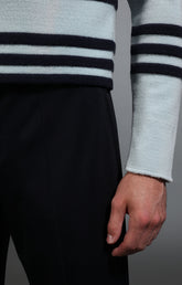 Men's pale blue and navy striped sweater - Full Price | Bikkembergs