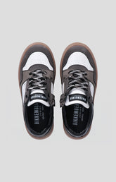 Low-top charcoal, off-white and black sneaker for Boys with lace-up closure and a contemporary sporty design - Full Price | Bikkembergs