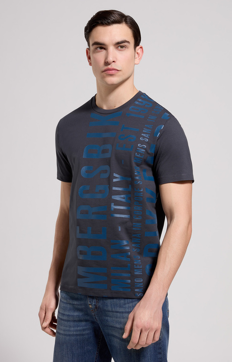 Men's slim fit maxi print T-shirt, BLUE GRAPHITE, hi-res-1