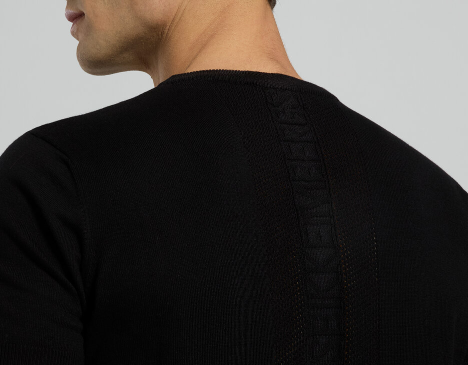 Men's short-sleeve knit sweater, BLACK, hi-res-1