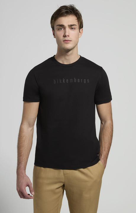 Men's tonal print T-shirt, BLACK, hi-res-1