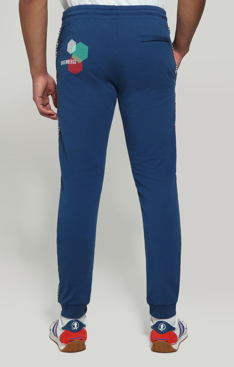 Men's sweatpants with hexagonal print, BLUE Men's sweatpants with hexagonal print, BLUE, hi-res-1
