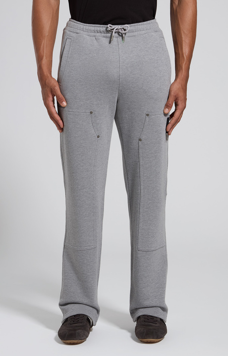 Men's grey cotton cargo sweatpants, GREY MELANGE MID/LIGH, hi-res-1