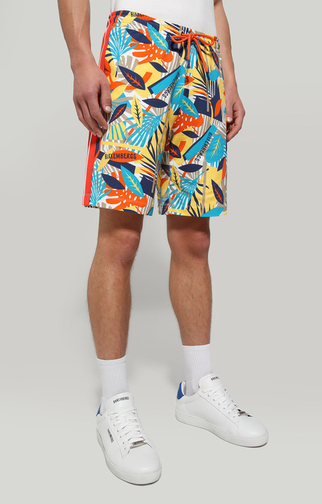 Men's shorts with tropical print, TROPICAL YELLOW, hi-res-1