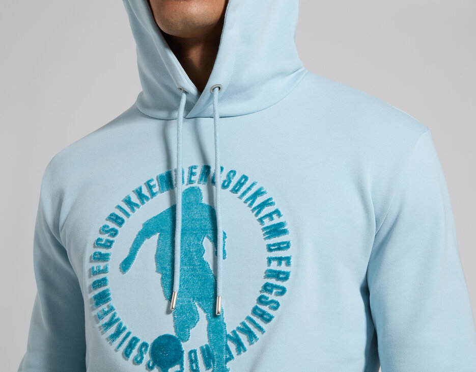 Men's light blue hoodie with embroidered logo, STERLING BLUE, hi-res-1