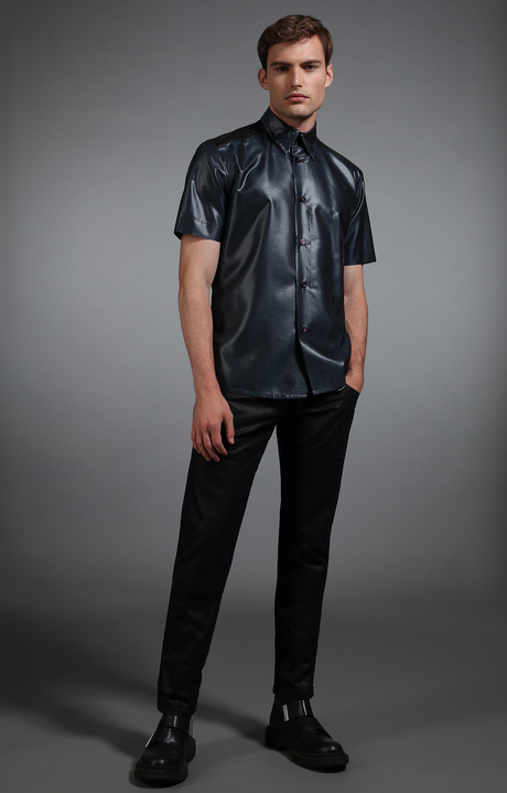 Men's navy short sleeved shirt, NAVY/BLACK, hi-res-1
