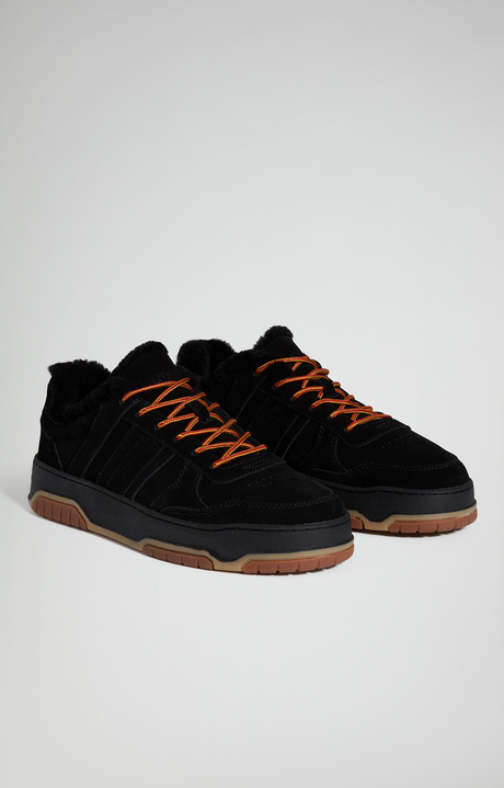 Men's B4SK3T M sneakers with fur lining, BLACK, hi-res-1
