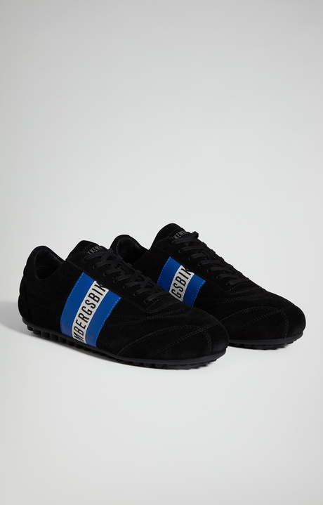 Men's Soccer suede leather sneakers, BLACK, hi-res-1