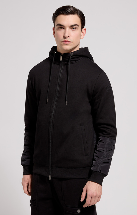 Men's sweatshirt with quilted details, BLACK, hi-res-1