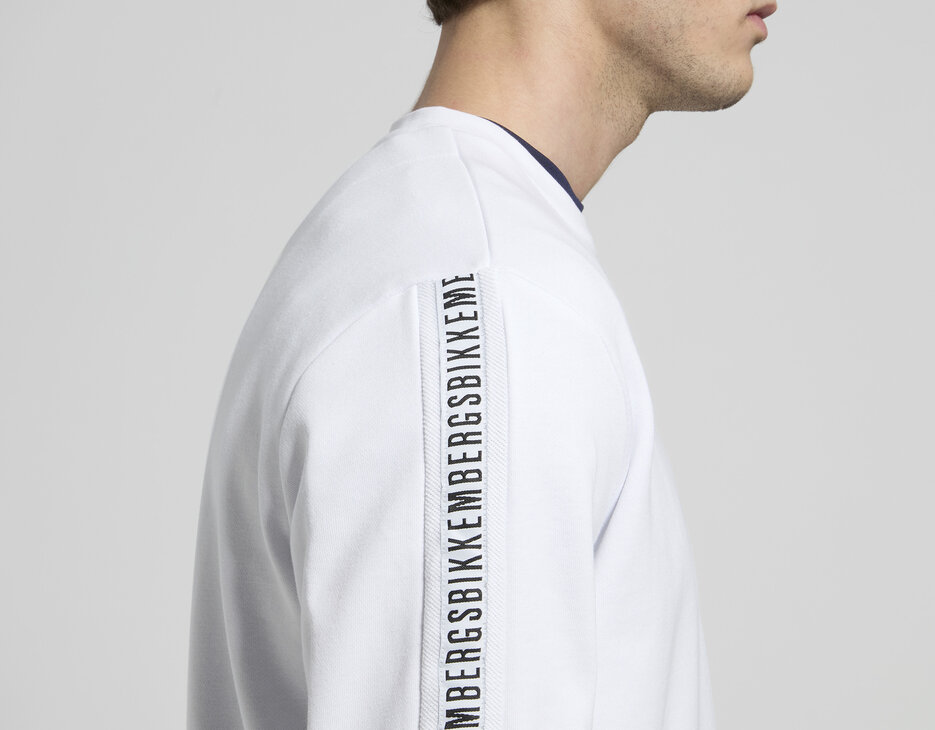 Men&rsquo;s sweatshirt with tape detailing, WHITE, hi-res-1