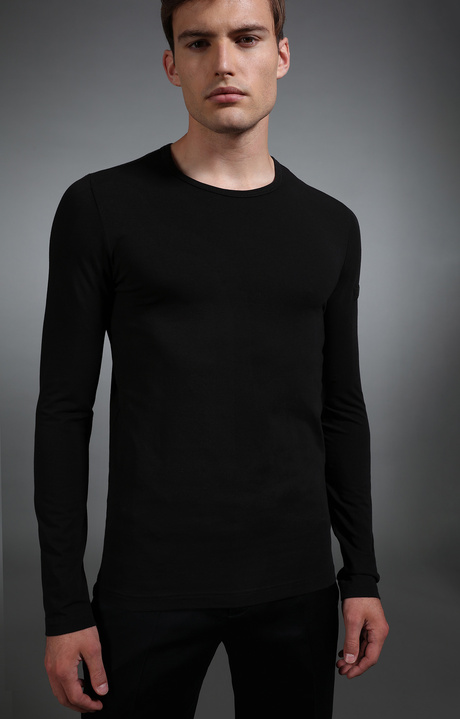 Men's black long sleeve t-shirt, BLACK, hi-res-1