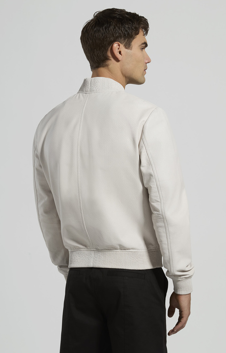 Men's nappa leather bomber jacket, WHITE, hi-res-1