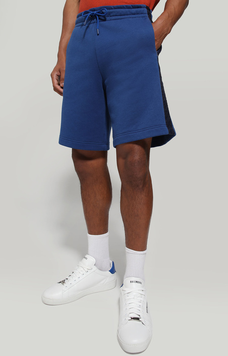 Men's fleece shorts with contrast inserts, BLUE, hi-res-1