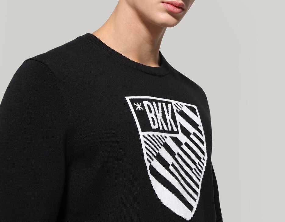 Men's sweater with intarsia, BLACK Men's sweater with intarsia, BLACK, hi-res-1