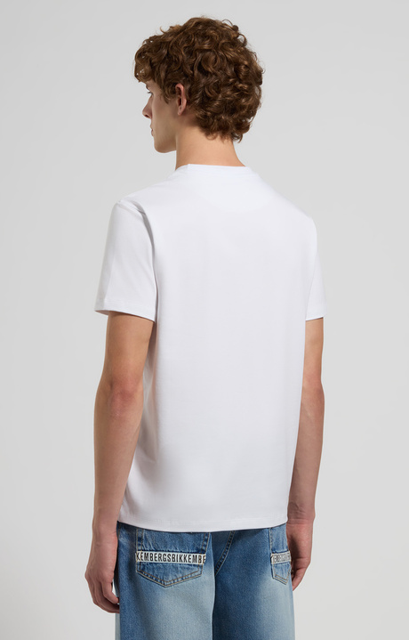 Slim fit men’s T-shirt with deconstructed logo, WHITE, hi-res-1