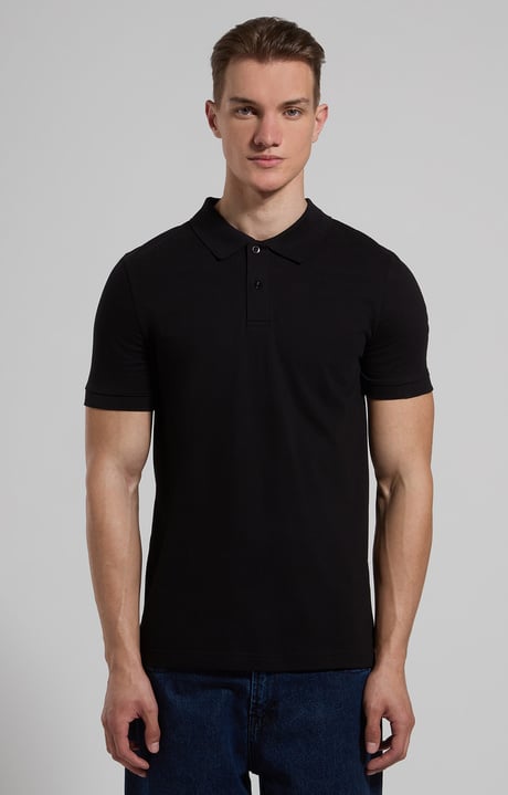 Men’s polo with tape detail, BLACK Men’s polo with tape detail, BLACK, hi-res-1