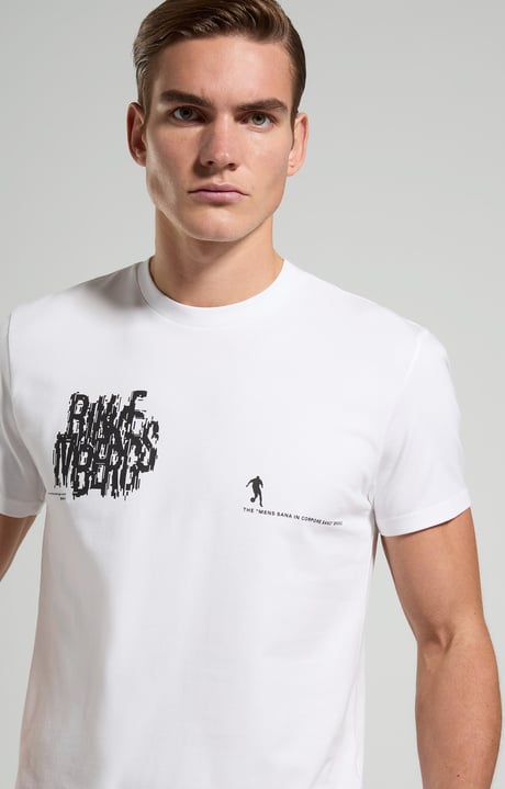 Slim fit men's T-shirt with BKK print, WHITE Slim fit men's T-shirt with BKK print, WHITE, hi-res-1