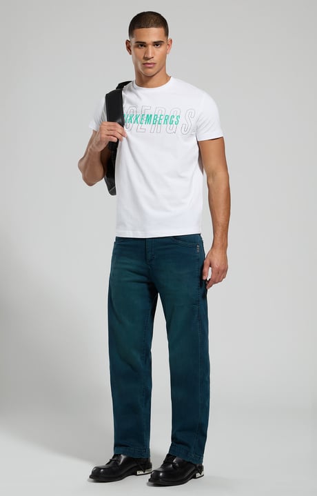 Men's logo print T-shirt, WHITE, hi-res-1