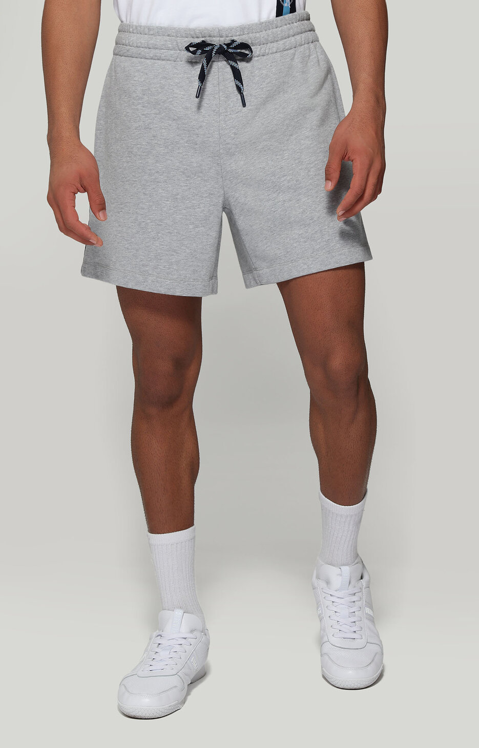 Men's fleece shorts with tape, GREY MELANGE Men's fleece shorts with tape, GREY MELANGE, hi-res-1