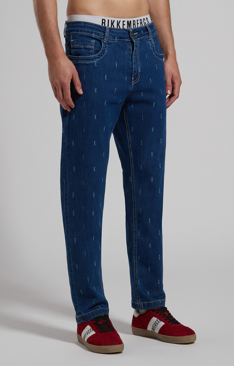 Men's laser-logo jeans, L5 BLUE DENIM, hi-res-1