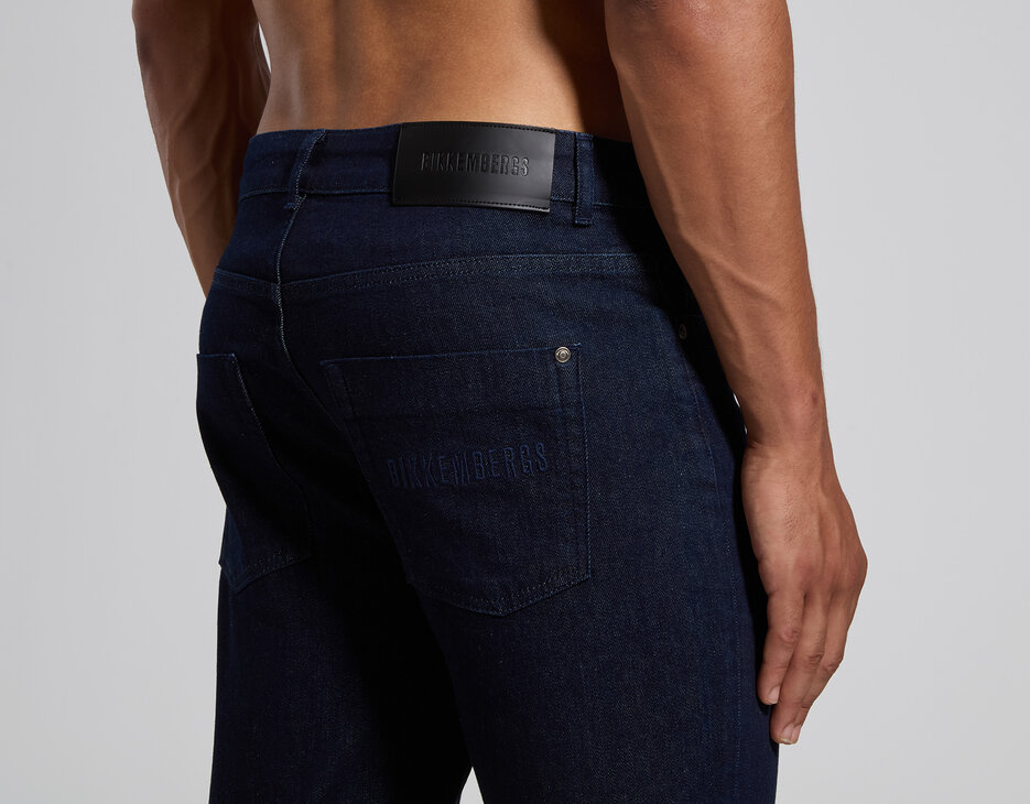 Men's blue regular-fit jeans with embroidered logo, L0 BLUE DENIM, hi-res-1