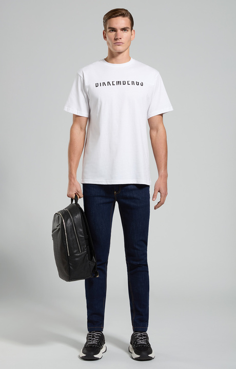 Men's T-shirt with interrupted logo, WHITE, hi-res-1