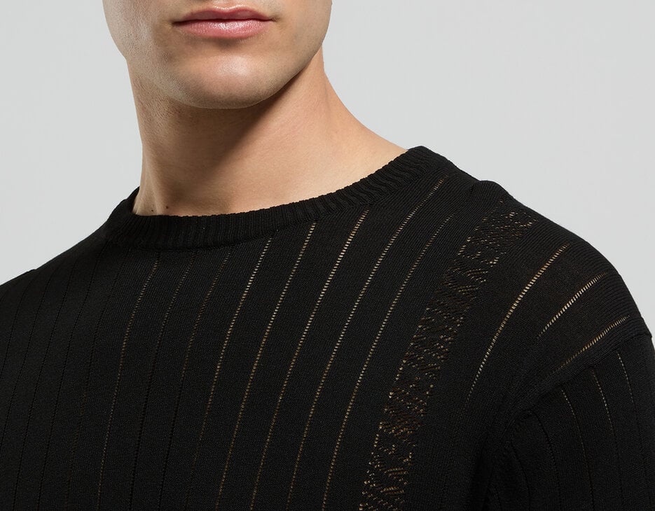 Men's ribbed knit pullover, BLACK Men's ribbed knit pullover, BLACK, hi-res-1