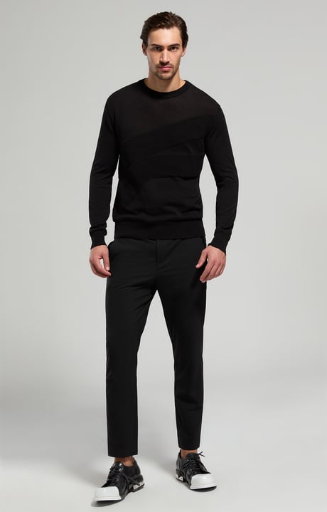 Men's jacquard pullover, BLACK, hi-res-1