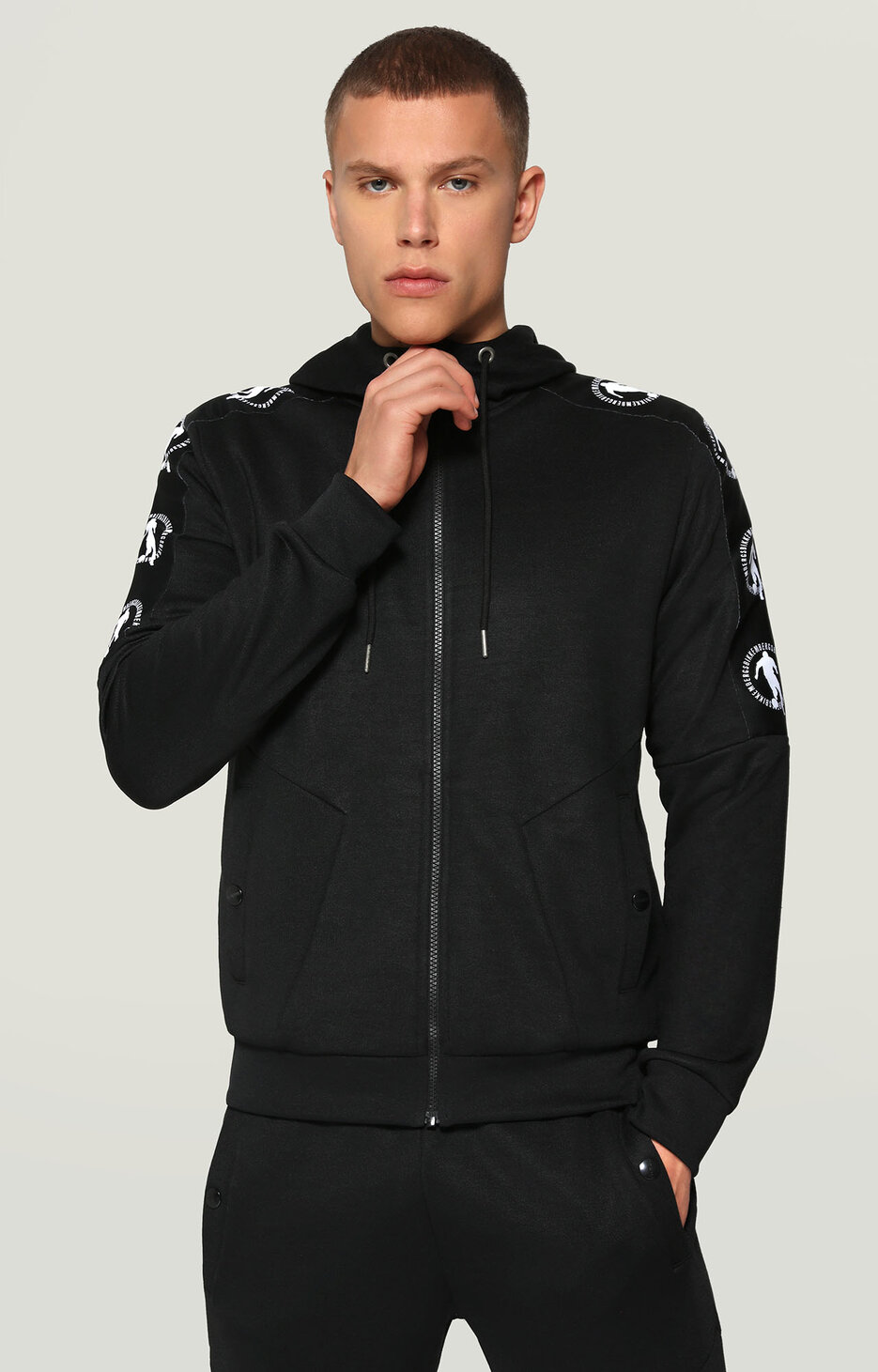 Technical sweatshirt with side bands, BLACK Technical sweatshirt with side bands, BLACK, hi-res-1