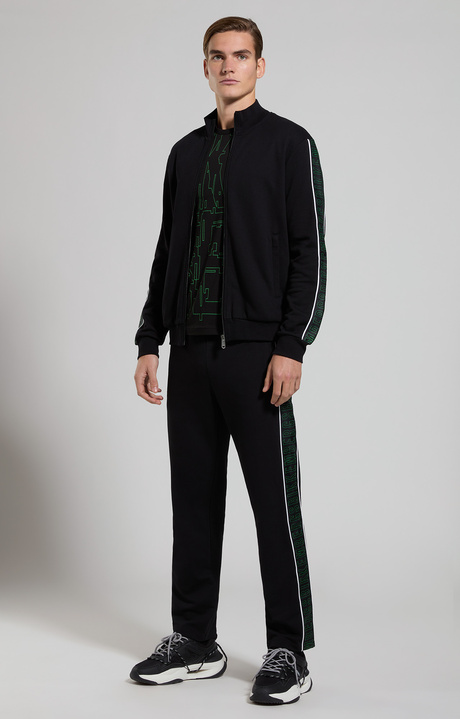 Felpa uomo bande logate, BLACK, hi-res-1