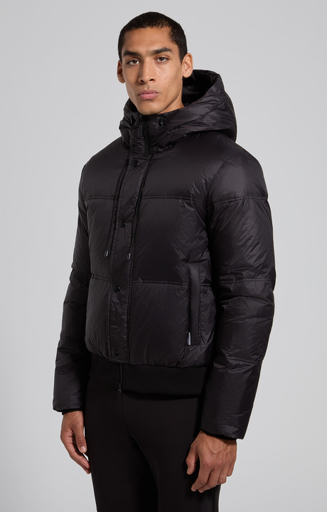 Piumino uomo in nylon nero con gilet, BLACK, hi-res-1