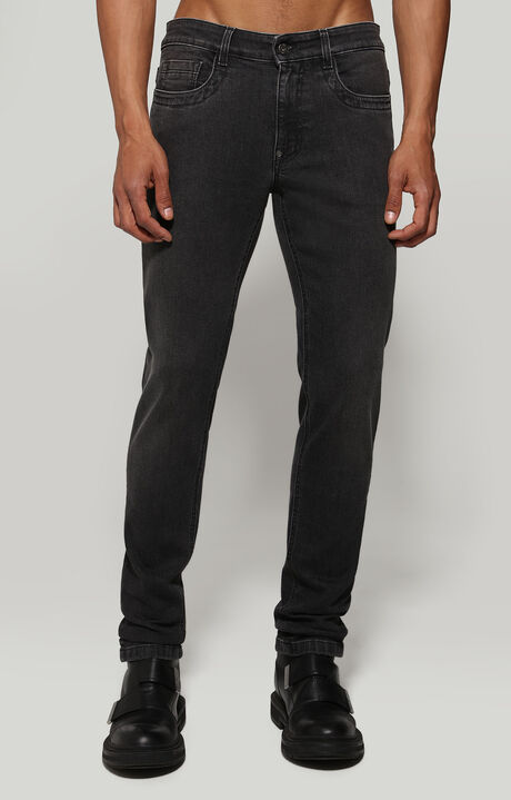 Men's slim fit jeans with printed pocket, BLACK DENIM, hi-res-1