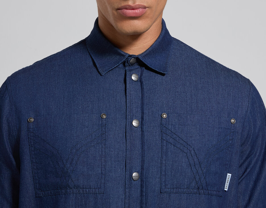 Camicia jeans uomo blu boxy, INDACO, hi-res-1
