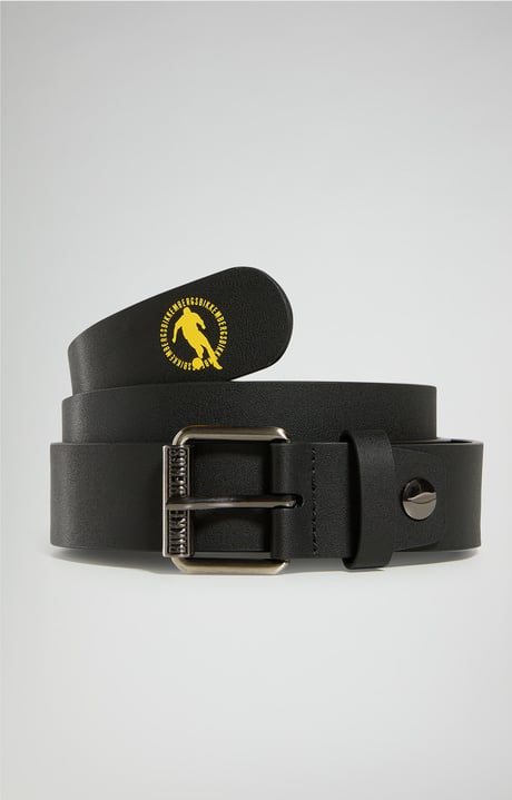Player men's leather belt, BLACK Player men's leather belt, BLACK, hi-res-1