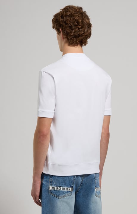 Slim fit men’s T-shirt with ribbed trim, WHITE Slim fit men’s T-shirt with ribbed trim, WHITE, hi-res-1