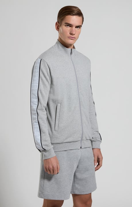Logo trim men's sweatshirt , GREY MELANGE MID/LIGH, hi-res-1